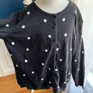 Talbots black white polka dot sweater 1x